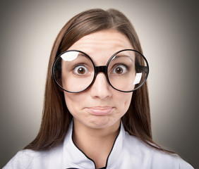 Funny girl in large glasses