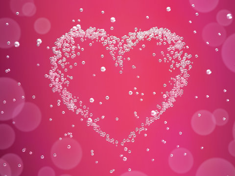 Valentine’s day card – heart formed from champagne bubbles