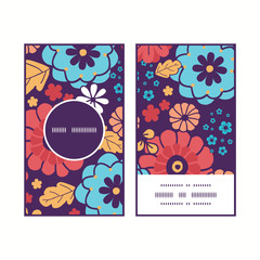 Vector colorful bouquet flowers vertical round frame pattern