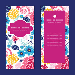 Vector fairytale flowers vertical frame pattern invitation