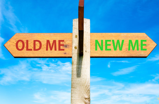 Old Me and New Me, Life change conceptual image