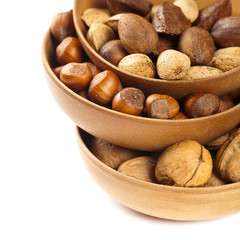 Variety of nuts. Selective focus.