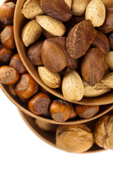 Mix of nuts. Selective focus.