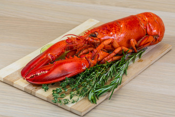 Red boiled lobster