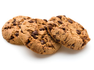 Chocolate cookies isolated on white background cutout