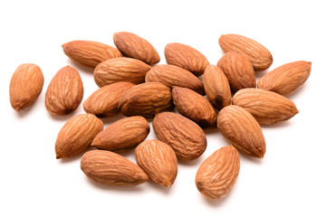 almond nuts isolated on white background close up