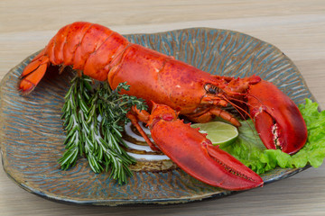 Red boiled lobster
