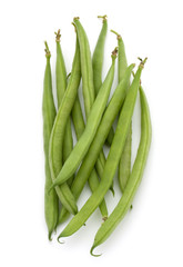 Green beans handful isolated on white background cutout