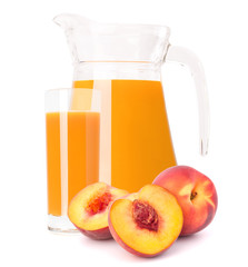 Peach fruit juice in glass jug