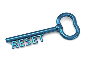 Blue key with word reset