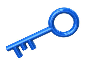 Blue key isolated on white background