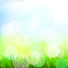 Fototapeta na wymiar Background with grass and bokeh effect. Vector. 5