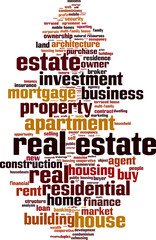 Obraz premium Real estate word cloud concept. Vector illustration