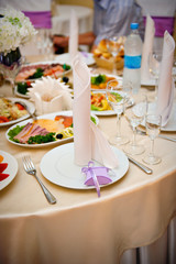 Serving a festive table in restaurant