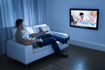 Man Watching Television