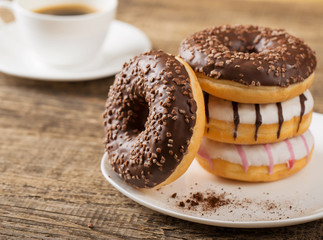 breakfast with donut and coffee