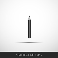 Pencil icon in a flat style with shadow.