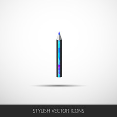 Pencil icon in a flat style with shadow.
