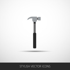 Vector hammer in a flat style with shadow.