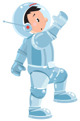 Funny boy cosmonaut or astronaut