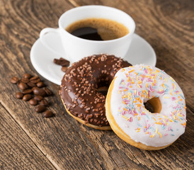 breakfast with donut and coffee