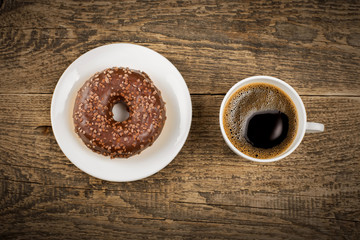breakfast with donut and coffee