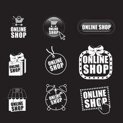 Online Shop Set - Isolated On Black Background