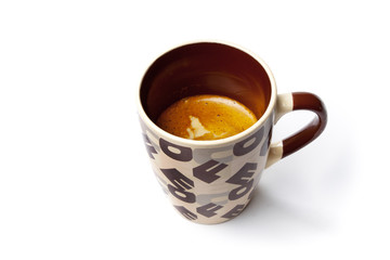 Style big  cup of espresso,nescafe coffee isolated on withe