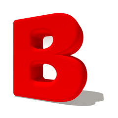 b bi lettera 3d rossa, isolata su fondo bianco 