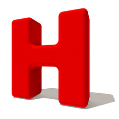 h hacca lettera 3d rossa, isolata su fondo bianco 