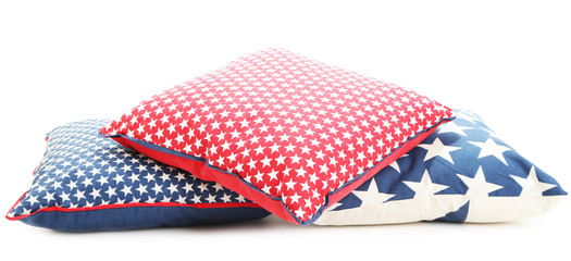 Fototapeta premium Bright pillows isolated on white