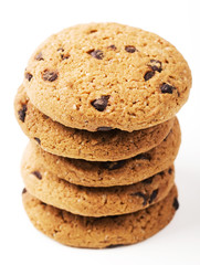 Chocolate chip cookies isolated on white background