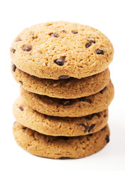 Chocolate chip cookies isolated on white background