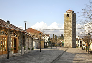 Ottoman clock tower in Podgorica. Montenegro - obrazy, fototapety, plakaty