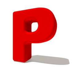 p pi lettera 3d rossa, isolata su fondo bianco 