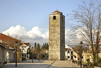 Fototapeta na wymiar Ottoman clock tower in Podgorica. Montenegro