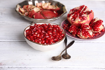 Beautiful composition with juicy  pomegranate seeds,