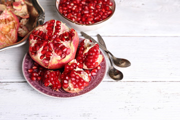 Beautiful composition with juicy  pomegranate seeds,