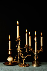 Retro candlesticks with candles
