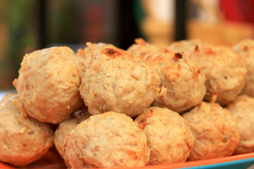 grilled meatballs in the market