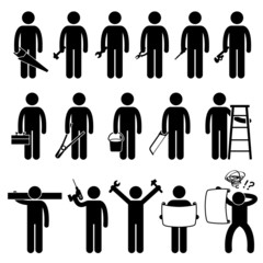 Obraz premium Handyman Worker using DIY work tools Pictogram