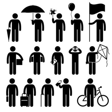 Man with Random Objects Pictogram