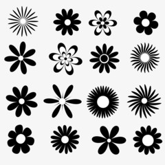 flowers a set of black and white