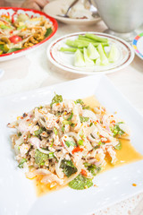 spicy minced pork salad, Thai food