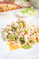 spicy minced pork salad, Thai food