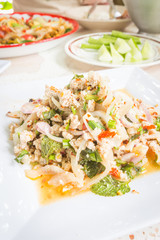 spicy minced pork salad, Thai food