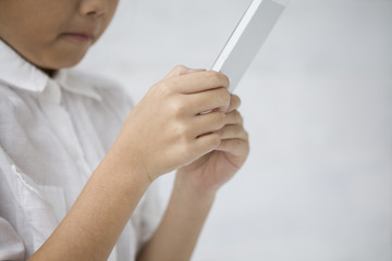 Girl that is focused on the mobile phone