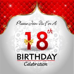 celebrating 18 years birthday, Golden red royal background