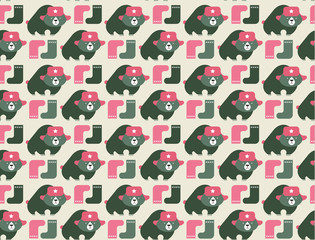 Obraz premium rusian bear seamless pattern