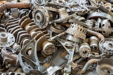 Old machine parts in second hand machinery shop